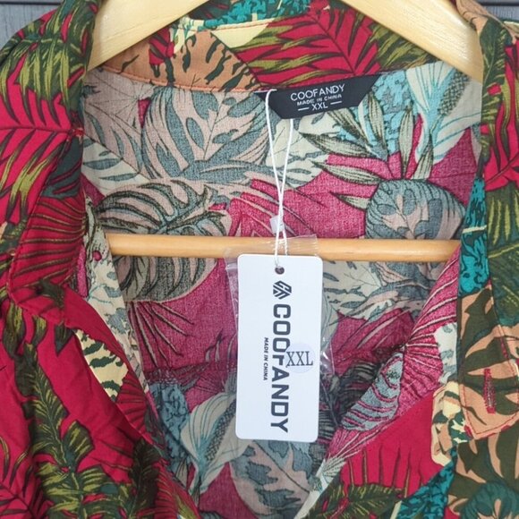 COOFANDY Men's Flower Hawaiian Casual Button Down Vacation Shirt - 2XL NWT - Picture 3 of 6